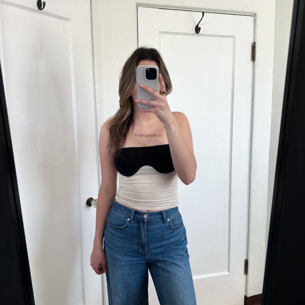 Orseund Iris | Abstract Color block Tube Top in Black & Cream Xsmall $225 - Picture 3 of 8